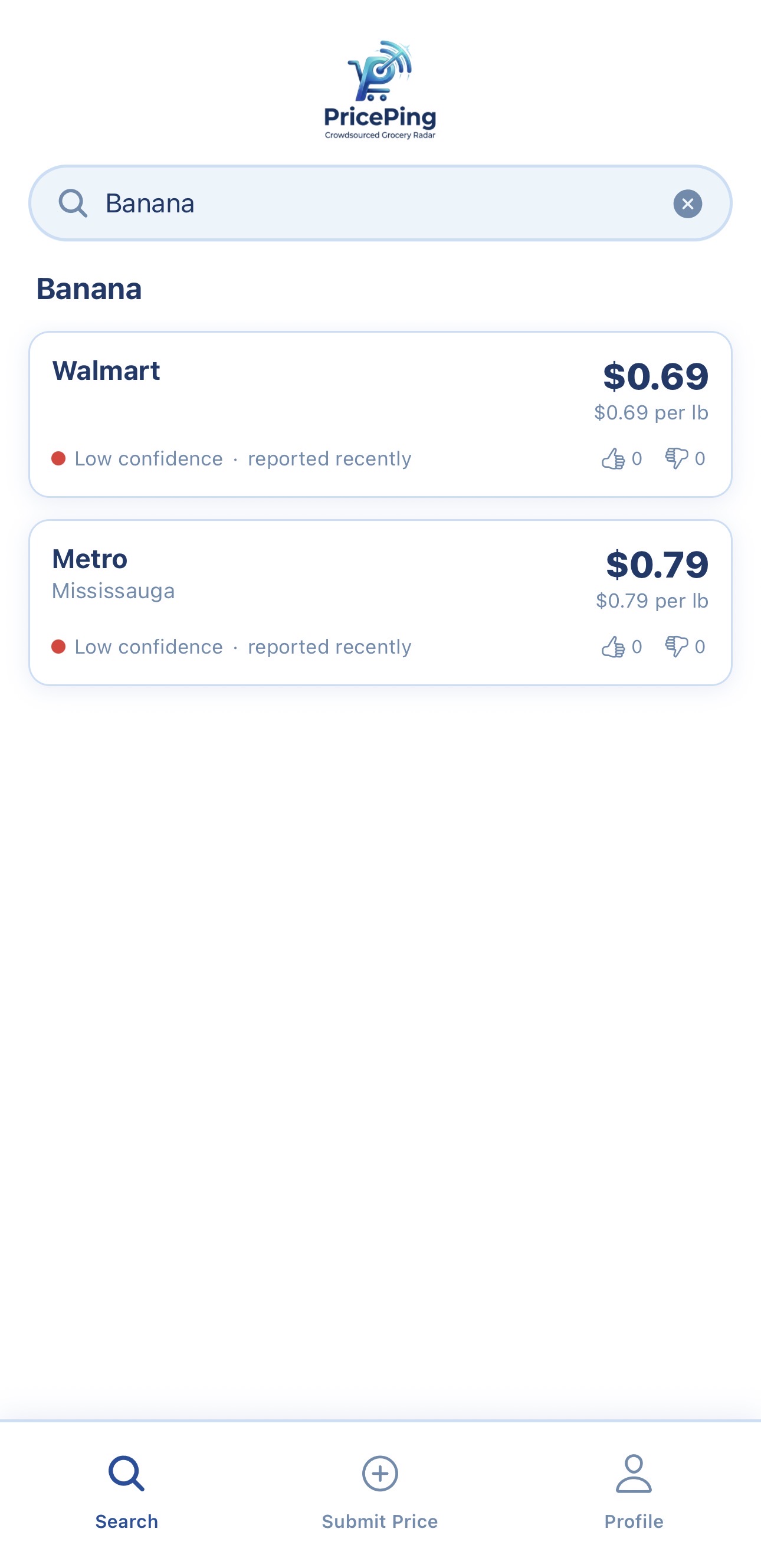 Price Results